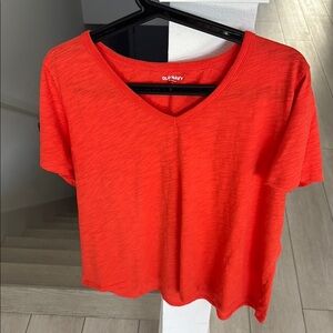 Old Navy Women's Bright Orange V-Neck Tee